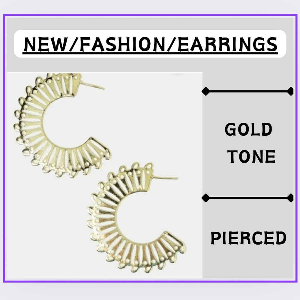 🔥NEW/FASHION/GOLD TONE PIERCED EARRINGS
